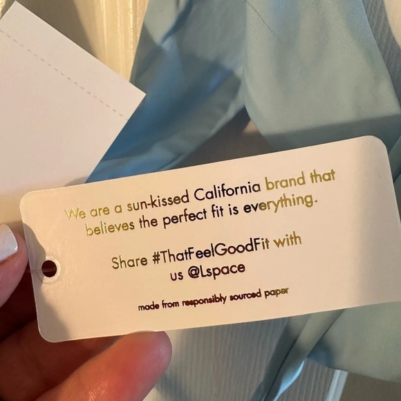 NWT L SPACE Kristen Top Sky Blue MEDIUM Racer Back String Wrap Bikini Swim Suit - Picture 7 of 10